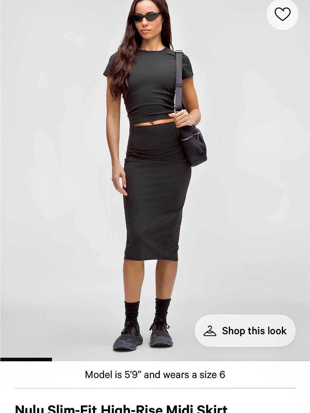 Lululemon Nulu Slim-Fit High-Rise Midi Skirt Black Size 8 NWOT